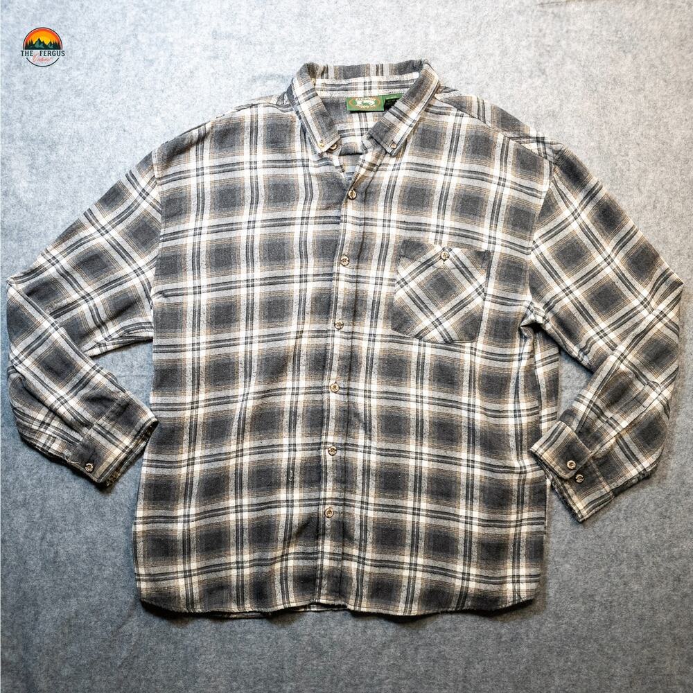 Still Water Supply Co Button-Up Shirt Black Brown Flannel Long Sleeve Men's 2X